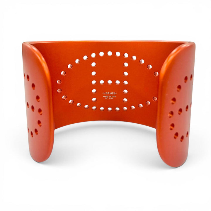 極美品☆HERMES エルメス エヴリン バングル アルミニウム Hロゴ・シェーヌダンクル ブレスレット バングル オレンジ USA製 レディース