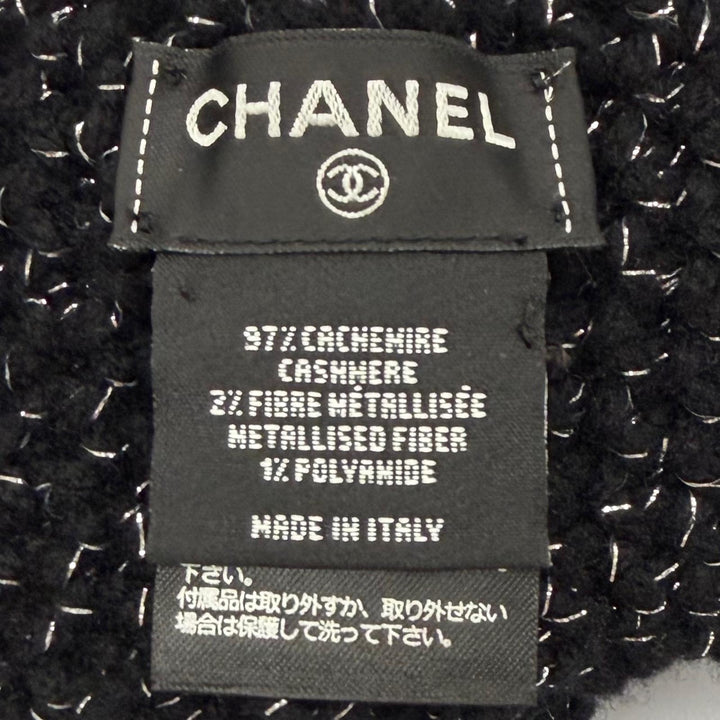極美品▼CHANEL シャネル 25-26年製 AAB710 カシミヤ97% クルーズコレクション ココメーク ラメ 帽子 ビーニー ニットキャップ 正規品