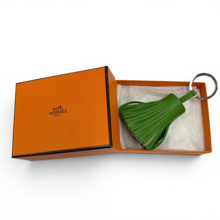 極美品☆HERMES エルメス カルメン アニョーミロ ヴェールユッカ/ヴェールフィズ/モーヴペール トリコロール バッグチャーム W刻印 仏製