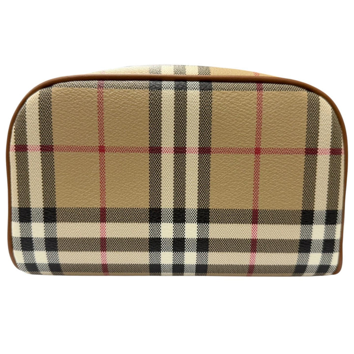 未使用品□BURBERRY バーバリー 8094419 レザー使い ノバチェック アーカイブチェック 化粧ポーチ 小物入れ ベージュ レディース