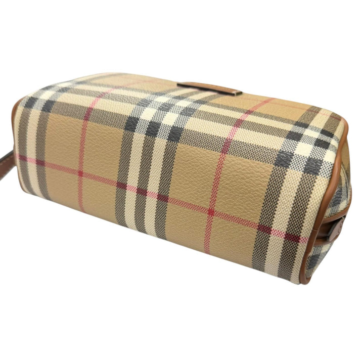 未使用品□BURBERRY バーバリー 8094419 レザー使い ノバチェック アーカイブチェック 化粧ポーチ 小物入れ ベージュ レディース