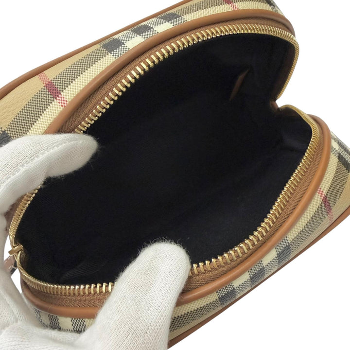 未使用品□BURBERRY バーバリー 8094419 レザー使い ノバチェック アーカイブチェック 化粧ポーチ 小物入れ ベージュ レディース