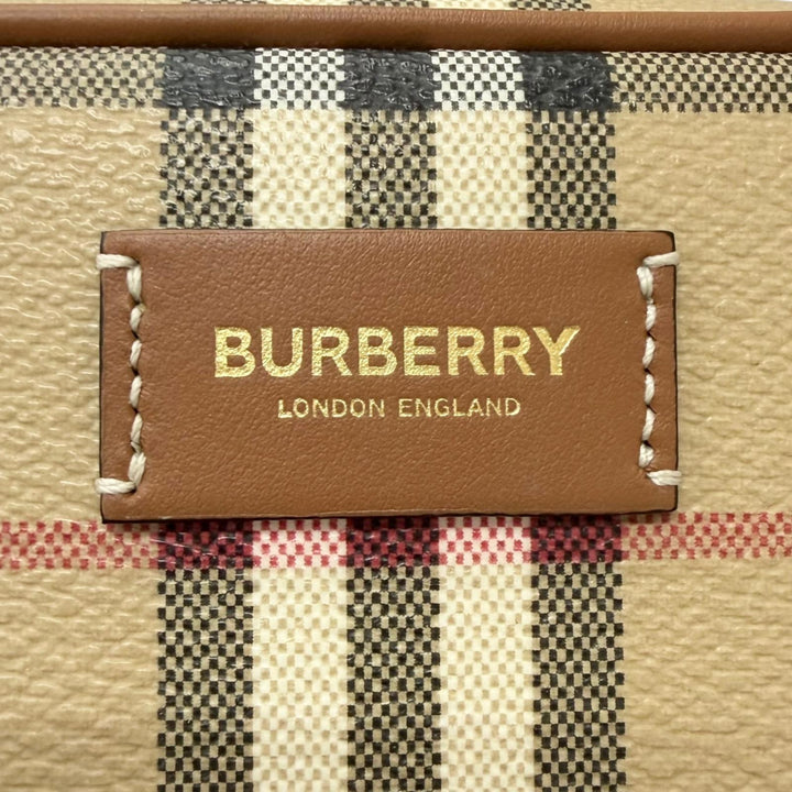 未使用品□BURBERRY バーバリー 8094419 レザー使い ノバチェック アーカイブチェック 化粧ポーチ 小物入れ ベージュ レディース