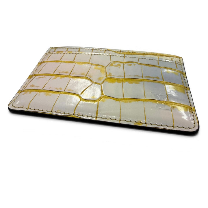 極美品☆LOUIS VUITTON ルイヴィトン N82982 エキゾチック レザー ポルトカルト サーンプル クロコダイル カードケース ゴールド マルチ