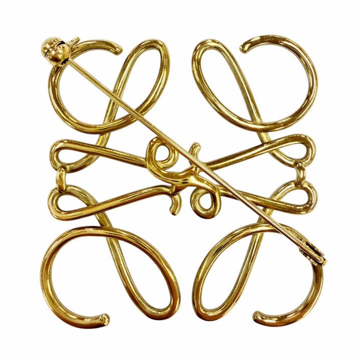 極美品◇LOEWE ロエベ ANAGRAM アナグラムロゴ ブローチ アクセサリー 5×5cm ゴールド レディース