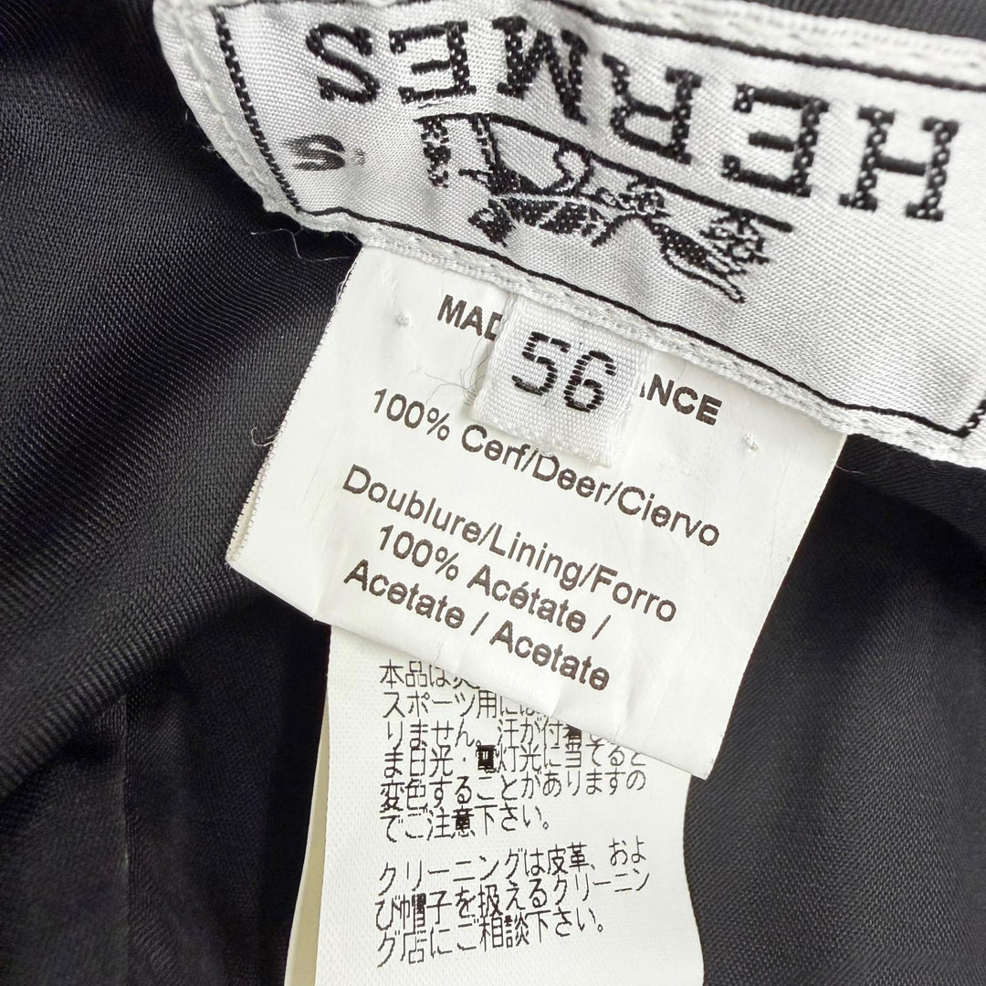 極美品☆HERMES エルメス 鹿革 ディアスキン バケットハット レザーハット 帽子 ブラック 56 フランス製 正規品 レディース
