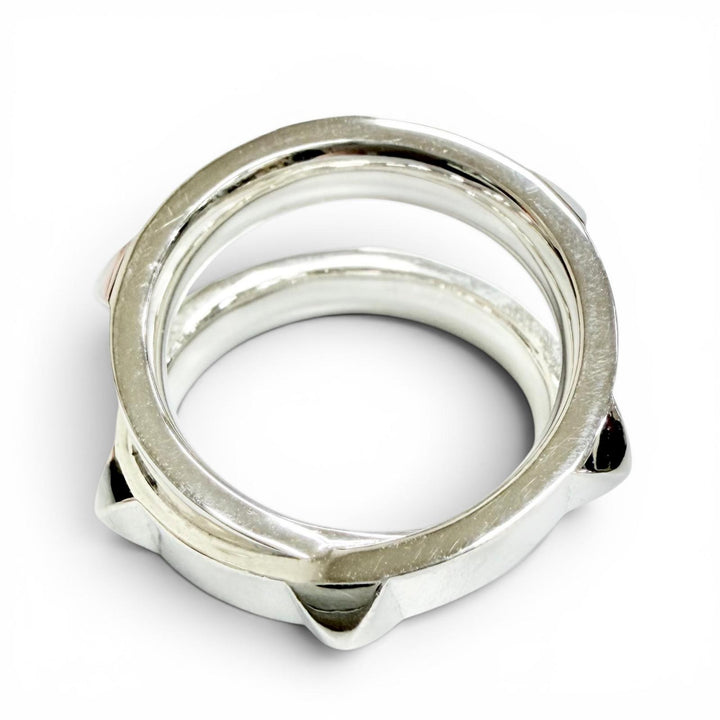 美品△HERMES エルメス クルー ドゥ H ダブルリング 指輪 AG925 シルバー 54 JP14号 フランス製 重量11.73g レディース 箱付き オススメ