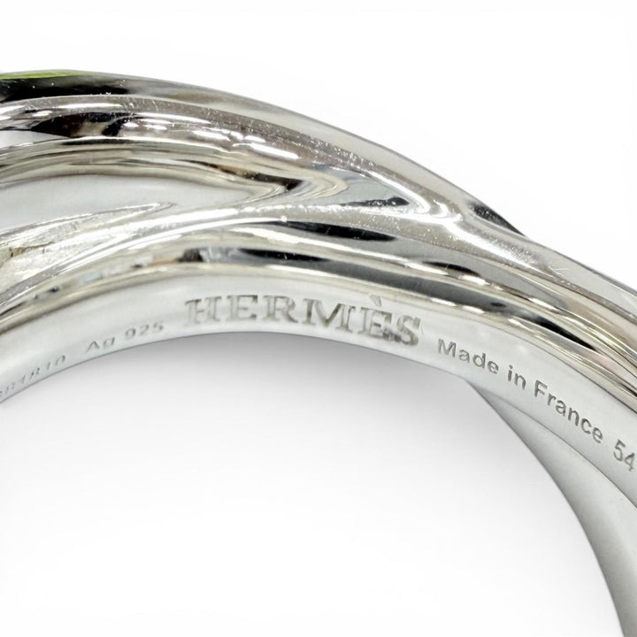 美品△HERMES エルメス クルー ドゥ H ダブルリング 指輪 AG925 シルバー 54 JP14号 フランス製 重量11.73g レディース 箱付き オススメ