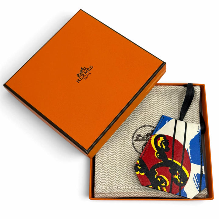 極美品★HERMES エルメス クロシェット スケート シエル/ルージュ・ドゥ・クール/ブラン ヴォースイフト ネックレス B刻印 箱・保存袋付