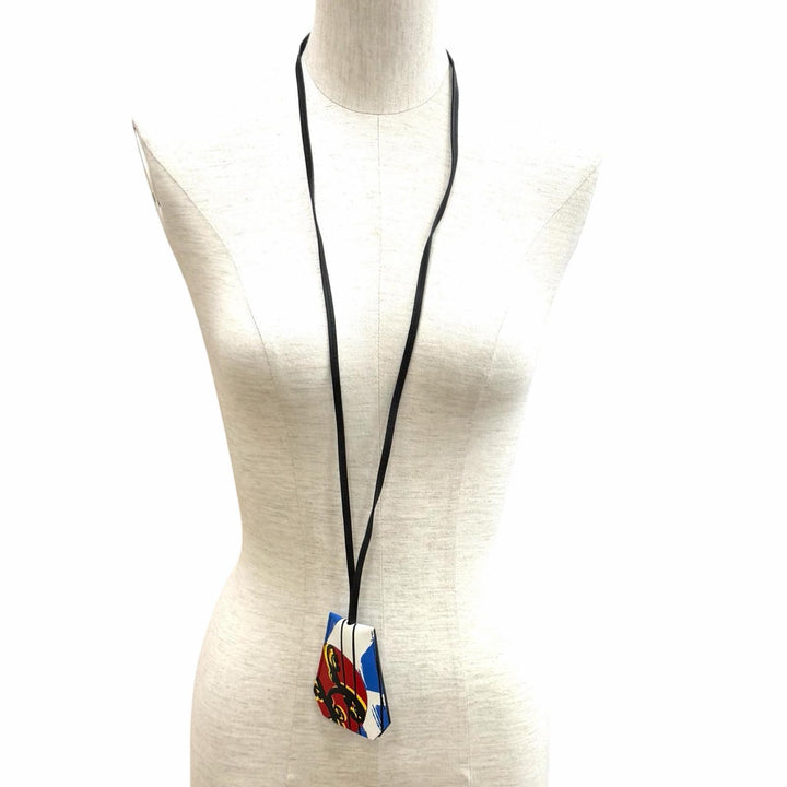 極美品★HERMES エルメス クロシェット スケート シエル/ルージュ・ドゥ・クール/ブラン ヴォースイフト ネックレス B刻印 箱・保存袋付