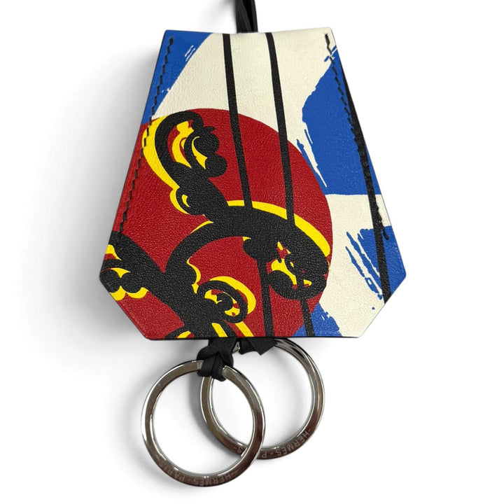 極美品★HERMES エルメス クロシェット スケート シエル/ルージュ・ドゥ・クール/ブラン ヴォースイフト ネックレス B刻印 箱・保存袋付