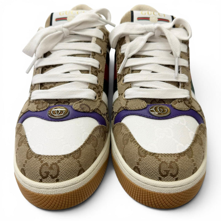未使用品□GUCCI グッチ 812638 スクリーナー GGキャンバス レザー ローカットスニーカー ベージュ 6 イタリア製 メンズ 箱・保存袋付き