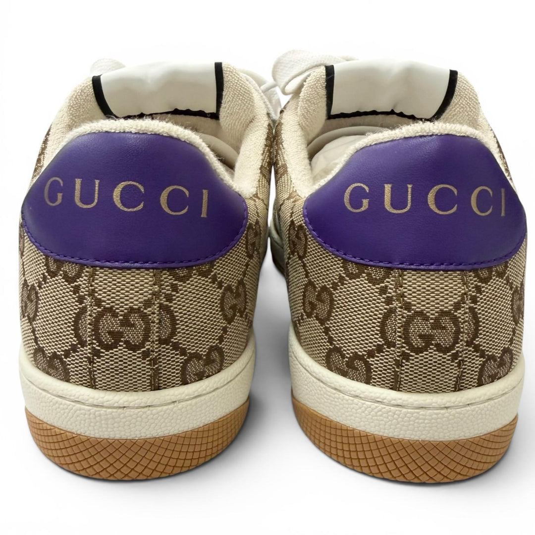 未使用品□GUCCI グッチ 812638 スクリーナー GGキャンバス レザー ローカットスニーカー ベージュ 6 イタリア製 メンズ 箱・保存袋付き