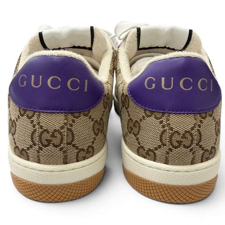 未使用品□GUCCI グッチ 812638 スクリーナー GGキャンバス レザー ローカットスニーカー ベージュ 6 イタリア製 メンズ 箱・保存袋付き
