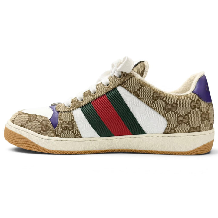 未使用品□GUCCI グッチ 812638 スクリーナー GGキャンバス レザー ローカットスニーカー ベージュ 6 イタリア製 メンズ 箱・保存袋付き