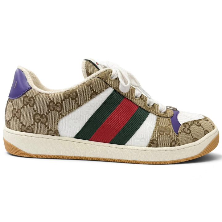 未使用品□GUCCI グッチ 812638 スクリーナー GGキャンバス レザー ローカットスニーカー ベージュ 6 イタリア製 メンズ 箱・保存袋付き
