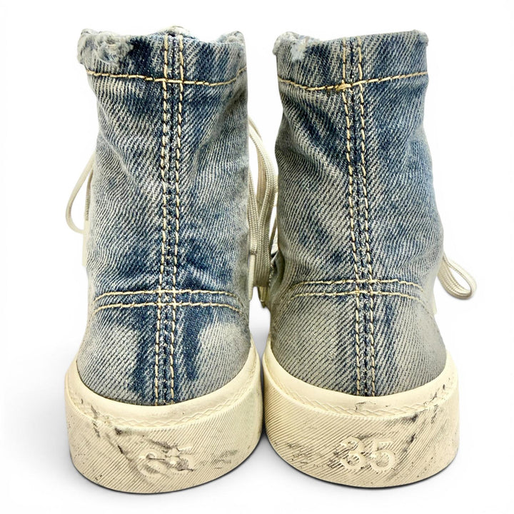 未使用品△BALENCIAGA バレンシアガ 688756 PARIS HIGH TOP ダメージ加工 デニム ハイカットスニーカー インディゴブルー JP23cm 箱 袋付
