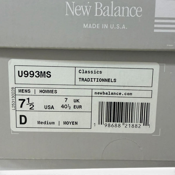 未使用品□ニューバランス キス マディソンスクエアガーデン U993MS Made in USA 993 メッシュ ローカットスニーカー シルバー ブルー