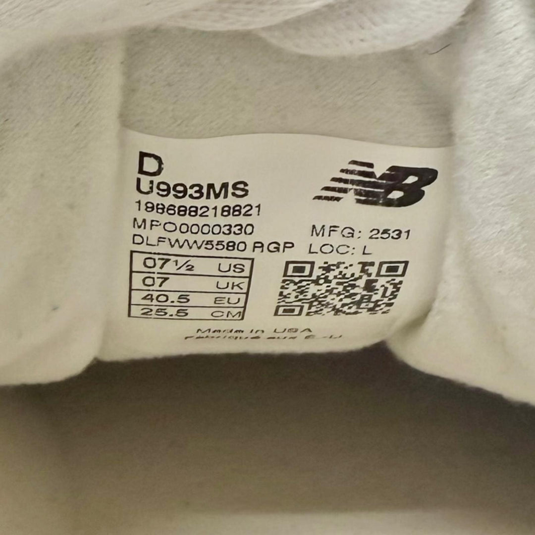 未使用品□ニューバランス キス マディソンスクエアガーデン U993MS Made in USA 993 メッシュ ローカットスニーカー シルバー ブルー