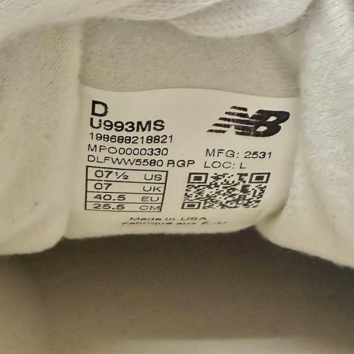 未使用品□ニューバランス キス マディソンスクエアガーデン U993MS Made in USA 993 メッシュ ローカットスニーカー シルバー ブルー
