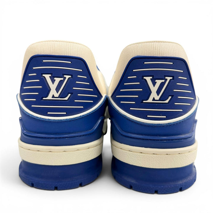未使用品▼LOUIS VUITTON ルイヴィトン LVトレイナーライン レザー モノグラム ローカットスニーカー ブルー ホワイト 8.5 伊製 メンズ