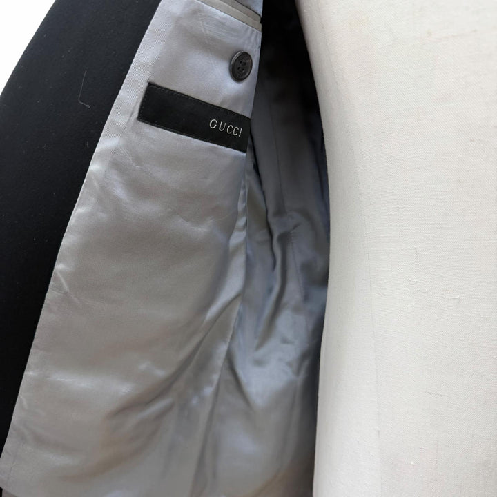 美品▼GUCCI グッチ ウール モヘア トムフォード期 フォーマル シングルスーツ セットアップ ブラック 46 イタリア製 正規品 メンズ