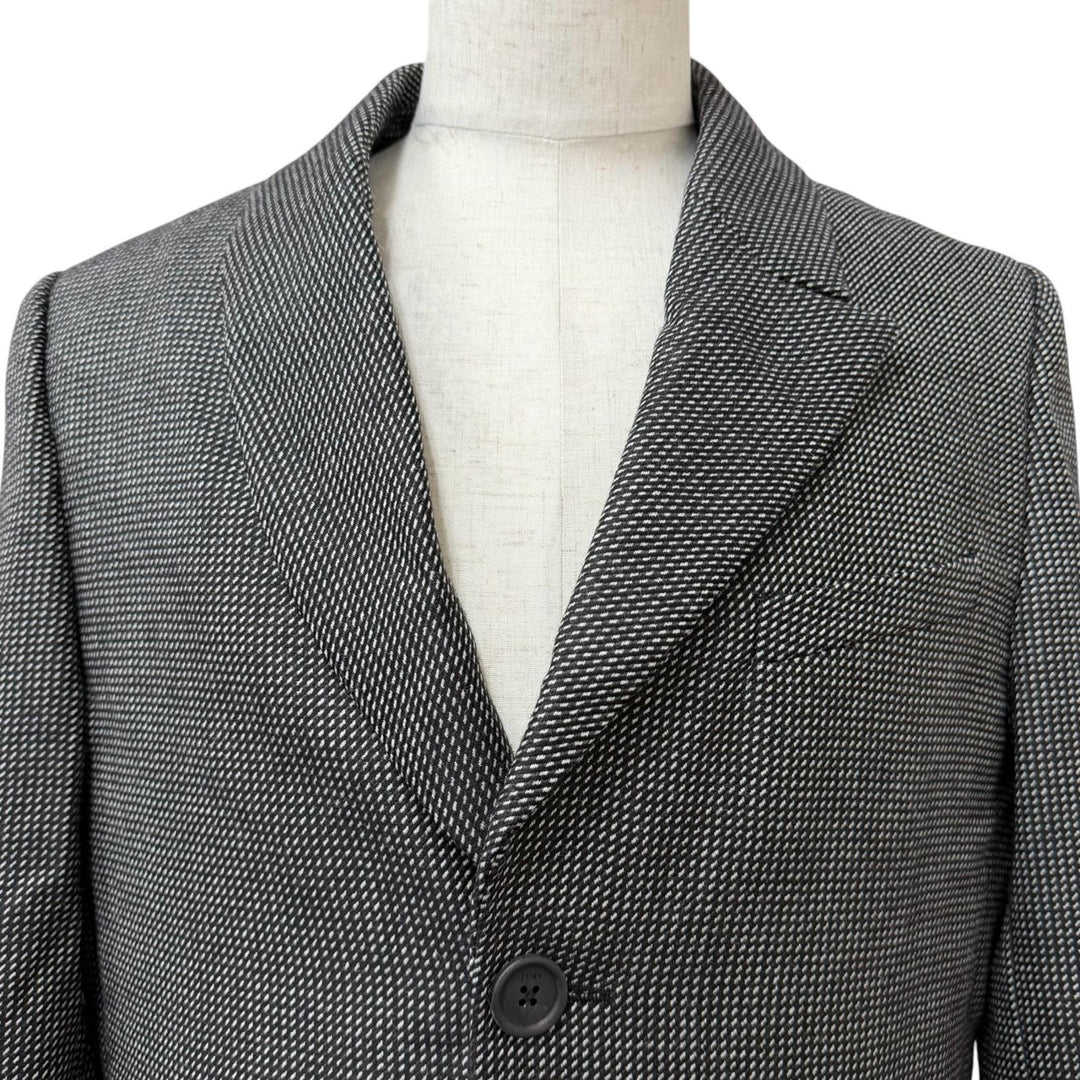 未使用品□FENDI フェンディ FF0289 ウール 100％ 変形ラペル 総柄 ロング チェスターコート グレー系 50 イタリア製 正規品 メンズ