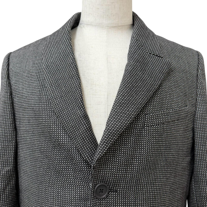 未使用品□FENDI フェンディ FF0289 ウール 100％ 変形ラペル 総柄 ロング チェスターコート グレー系 50 イタリア製 正規品 メンズ