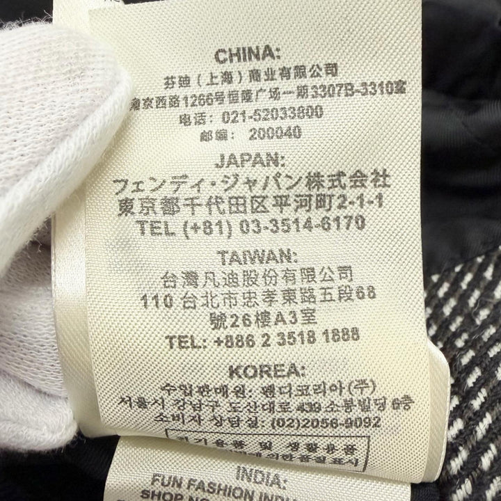 未使用品□FENDI フェンディ FF0289 ウール 100％ 変形ラペル 総柄 ロング チェスターコート グレー系 50 イタリア製 正規品 メンズ
