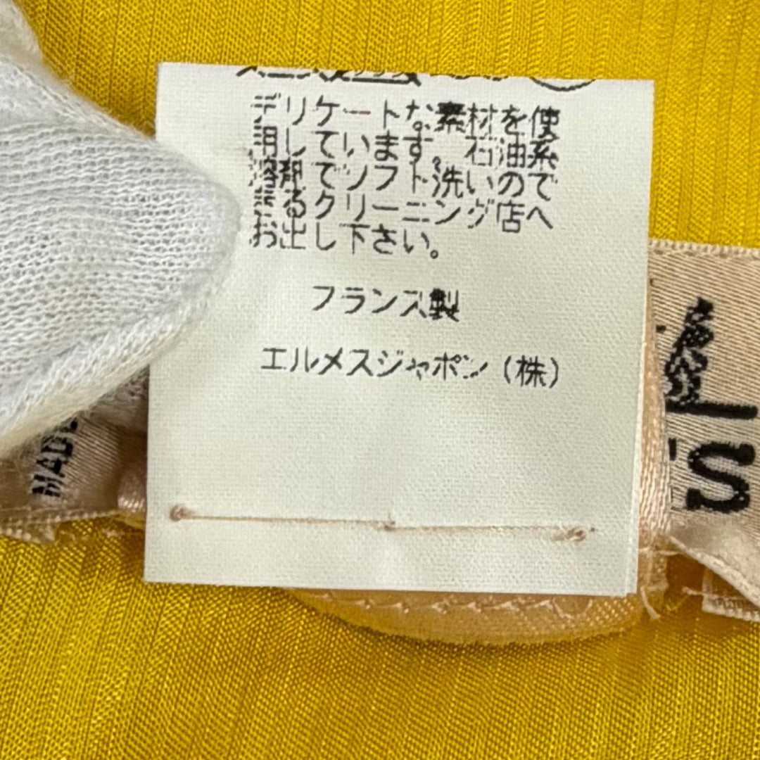 極美品★HERMES エルメス ヴィンテージ フラワー 車 シルク ベスト トップス イエロー 38 フランス製 正規品 レディース