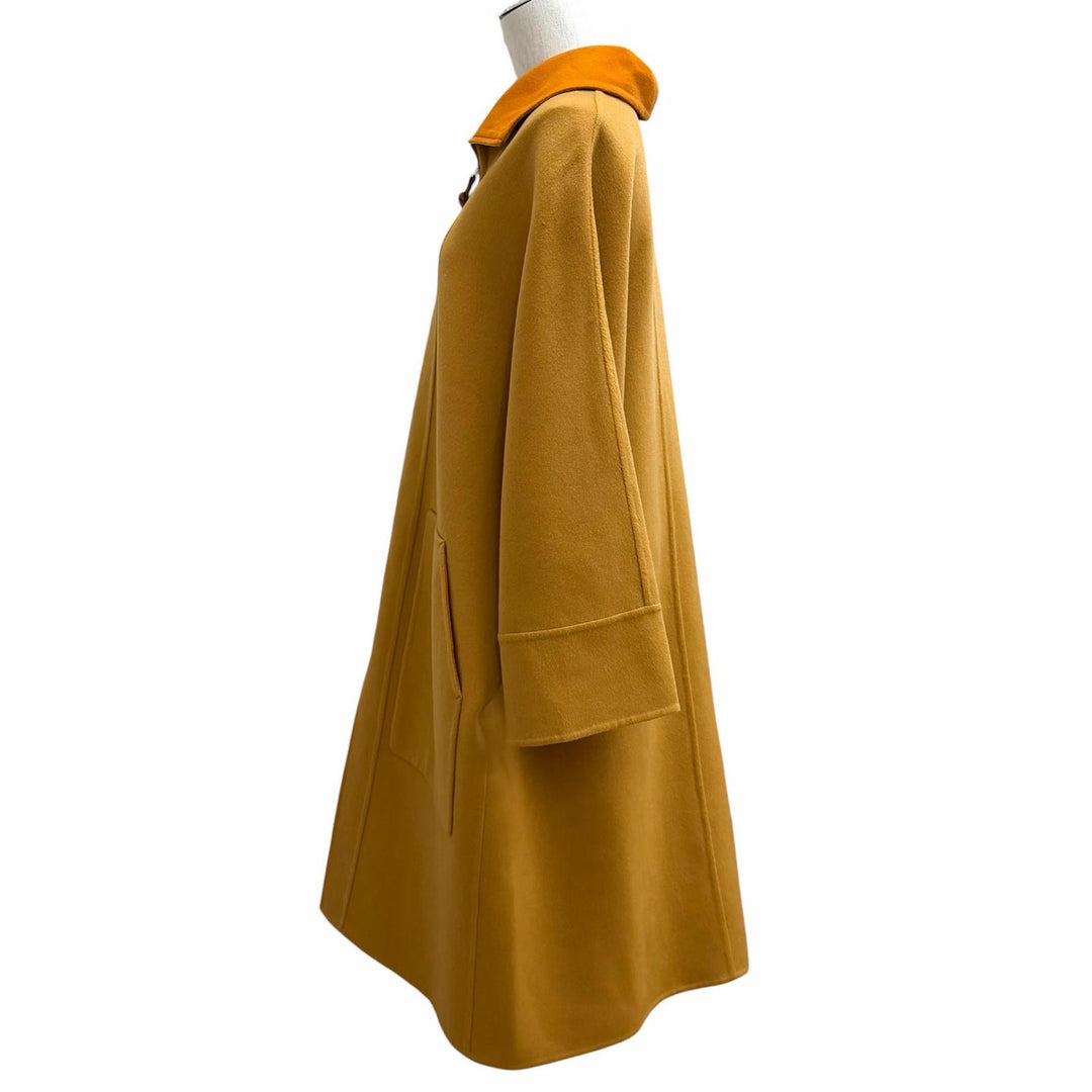 極美品★HERMES エルメス 2023年製 3E0102DZ カシミヤ100％ レザーZIP バイカラー ロングコート ブラウン 34 フランス製 レディース