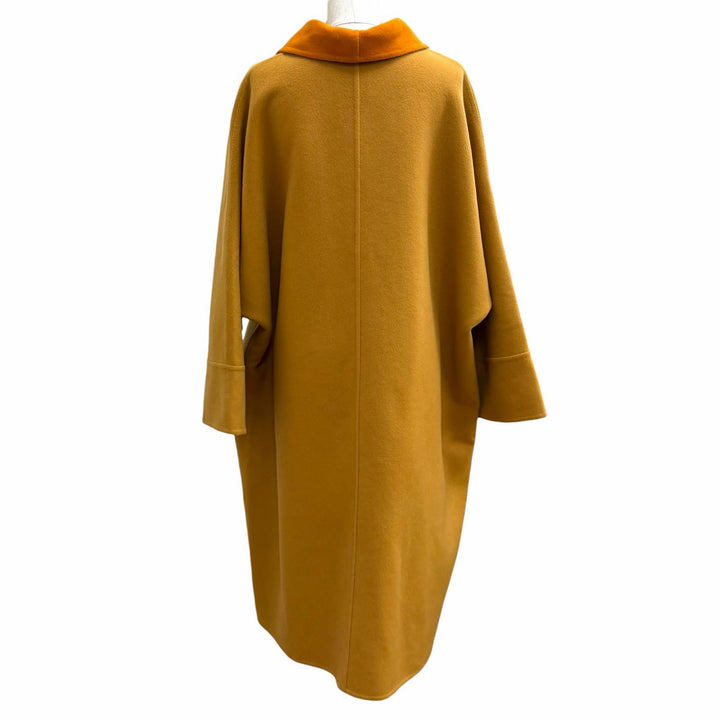 極美品★HERMES エルメス 2023年製 3E0102DZ カシミヤ100％ レザーZIP バイカラー ロングコート ブラウン 34 フランス製 レディース