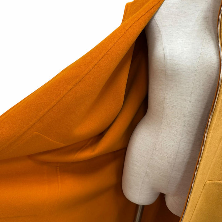 極美品★HERMES エルメス 2023年製 3E0102DZ カシミヤ100％ レザーZIP バイカラー ロングコート ブラウン 34 フランス製 レディース