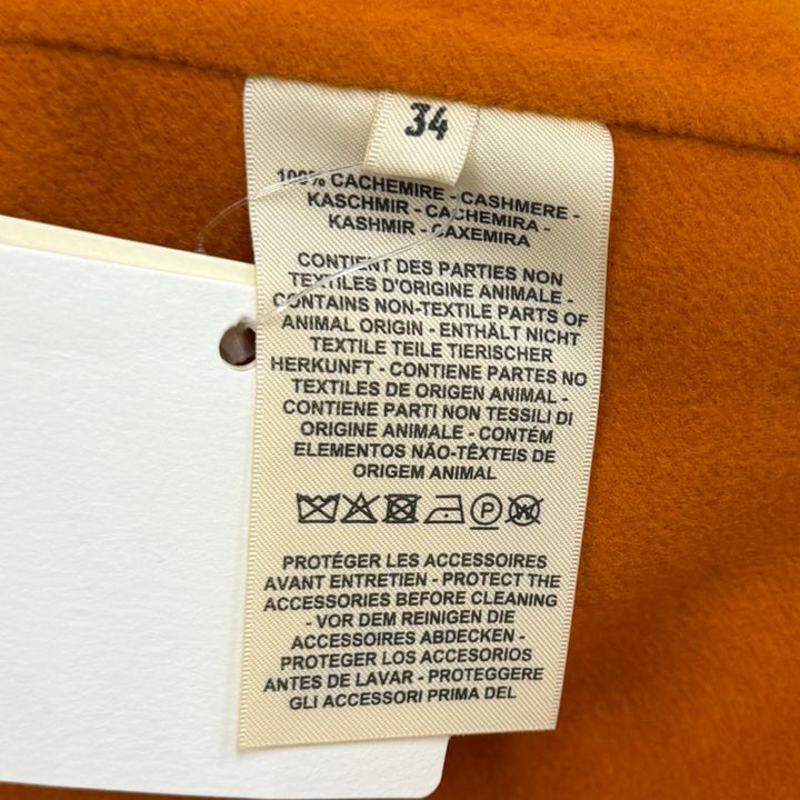 極美品★HERMES エルメス 2023年製 3E0102DZ カシミヤ100％ レザーZIP バイカラー ロングコート ブラウン 34 フランス製 レディース