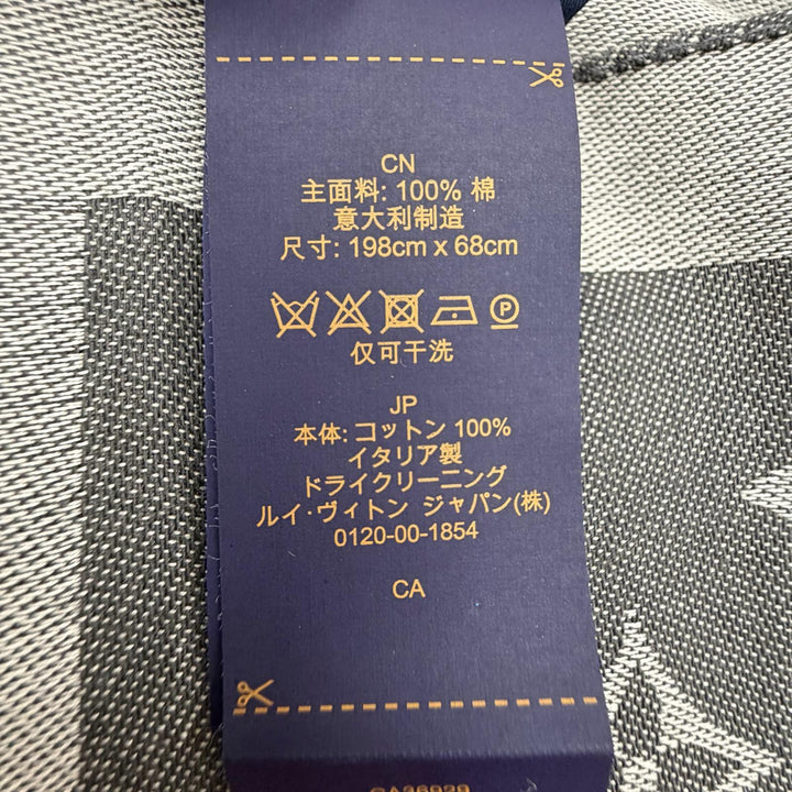 美品◇LOUIS VUITTON ルイヴィトン 2024年製 M79737 オール アバウト モノグラム コットン100％ フリンジ ストール グレー 伊製 正規品
