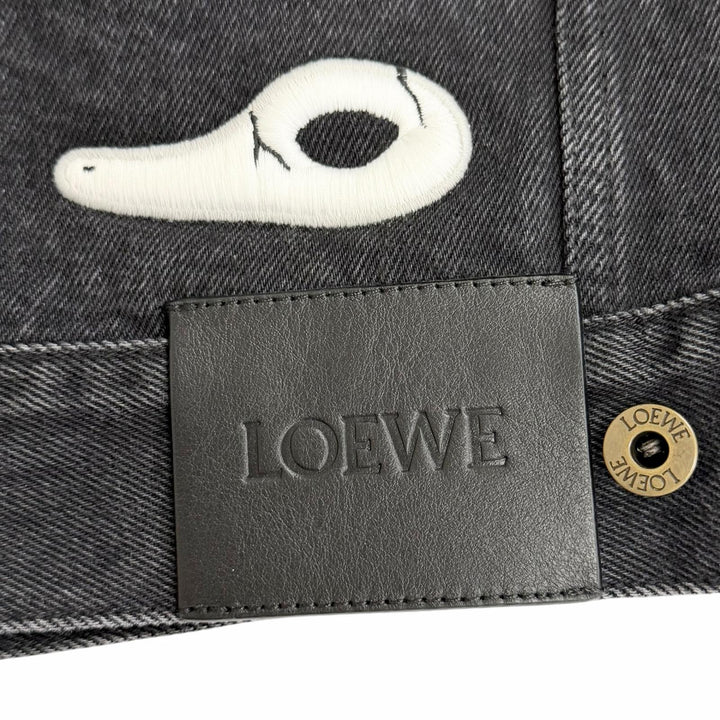 極美品△LOEWE ロエベ H526Y50W15 スナ フジタ コラボ マンドラゴラ ルーズシルエット デニムジャケット ブラック 44 イタリア製 正規品