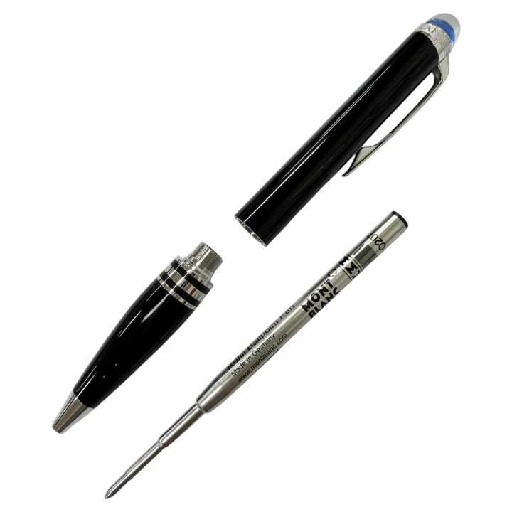 未使用品□MONTBLANC モンブラン スターウォーカー 新型 ブルードーム ボールペン ブラック シルバー ドイツ製 メンズ 筆記確認済み 箱付