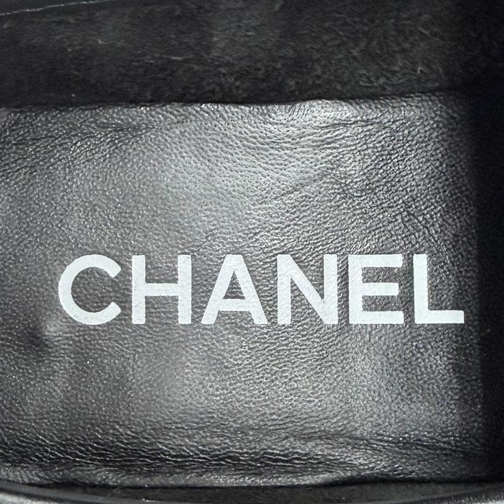 未使用品◇CHANEL シャネル G39206 ココマーク金具付 厚底 レザー ローファー ブラック 36 イタリア製 レディース 箱・保存袋付き