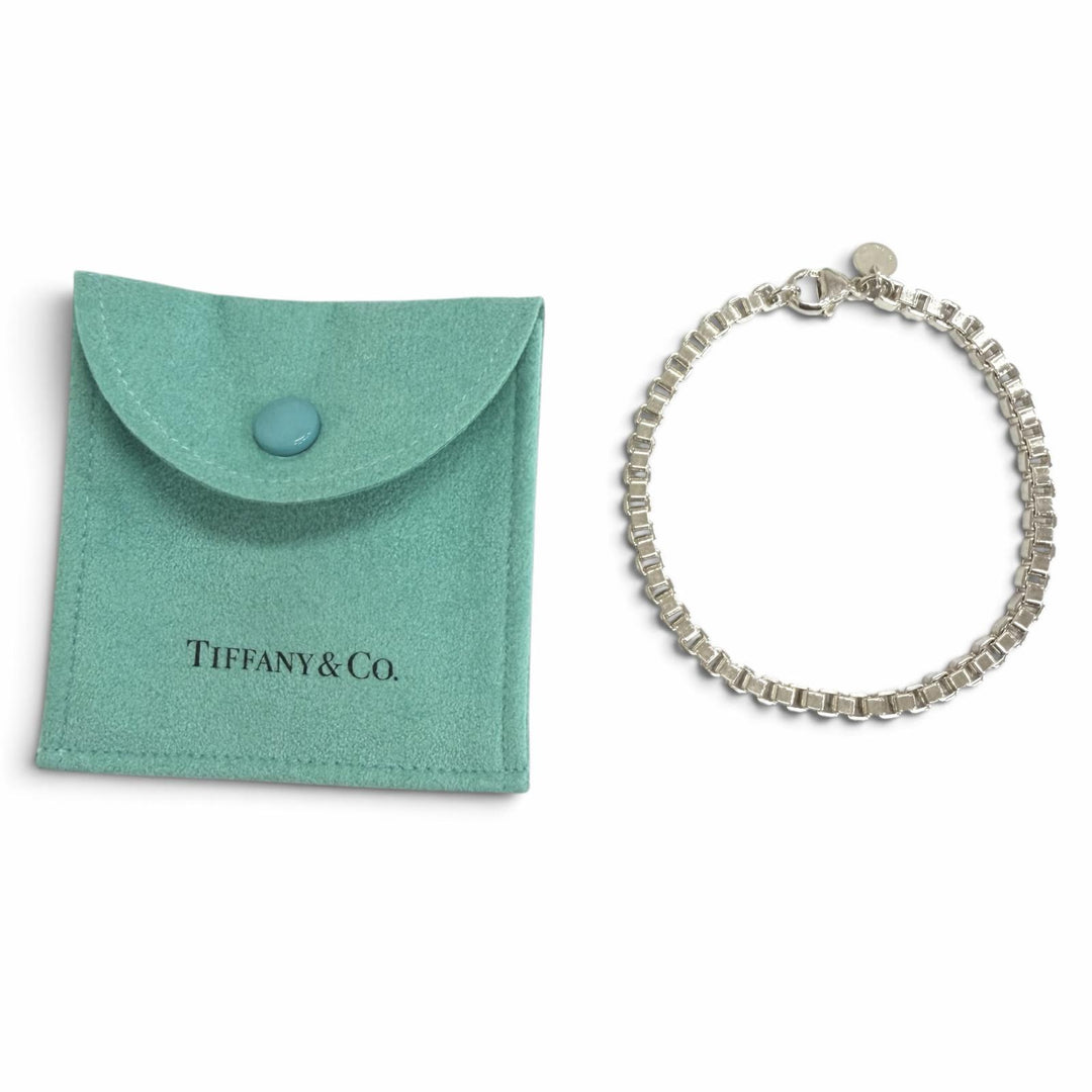 極美品□TIFFANY&amp;Co. ティファニー ベネチアン SV925 チェーンブレスレット アクセサリー シルバー 重量17g メンズ レディース 保存袋付