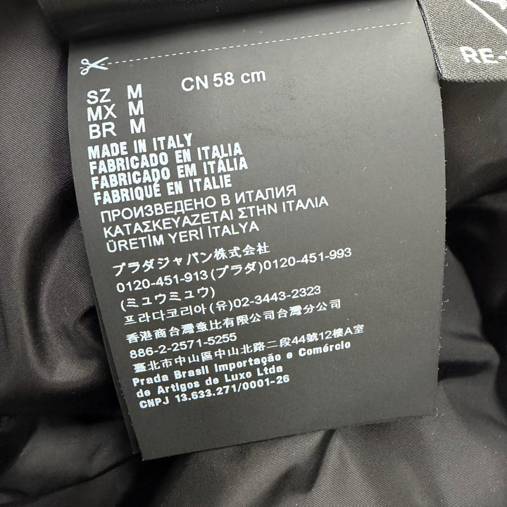 極美品☆PRADA プラダ 1HC248 NYLON PADDED HAT ロゴデザイン バケットハット パデットハット ホワイト M イタリア製 正規品 レディース