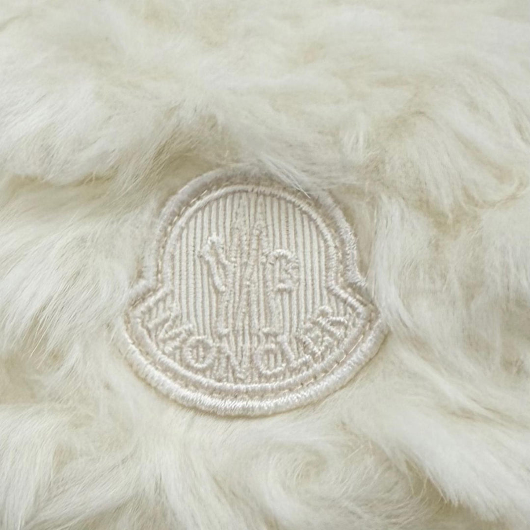 未使用品★MONCLER モンクレール H29543B00017 BUCKET ロゴワッペン付 フェイクファー ハット アイボリー S ブルガリア製 正規品