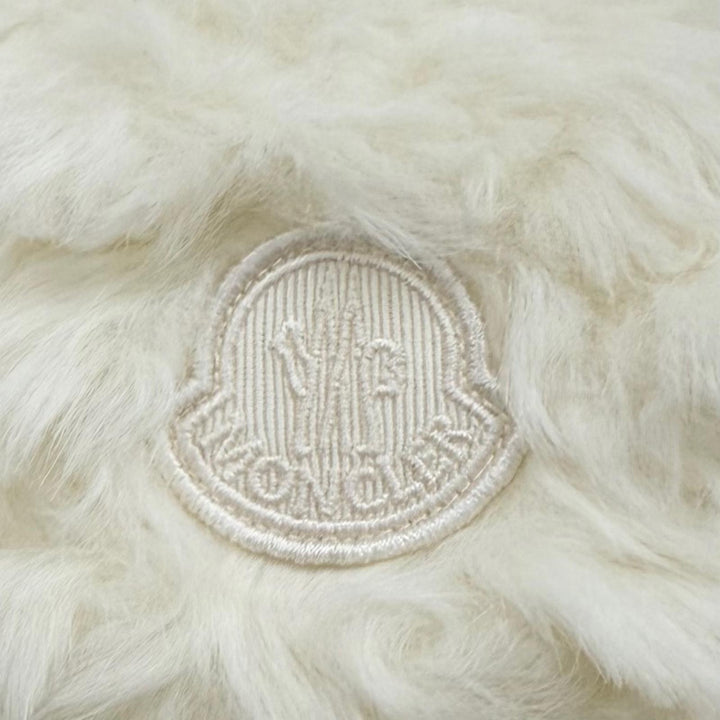 未使用品★MONCLER モンクレール H29543B00017 BUCKET ロゴワッペン付 フェイクファー ハット アイボリー S ブルガリア製 正規品