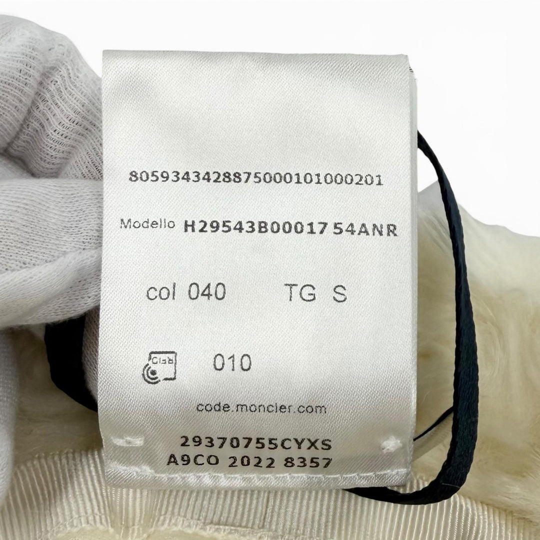 未使用品★MONCLER モンクレール H29543B00017 BUCKET ロゴワッペン付 フェイクファー ハット アイボリー S ブルガリア製 正規品