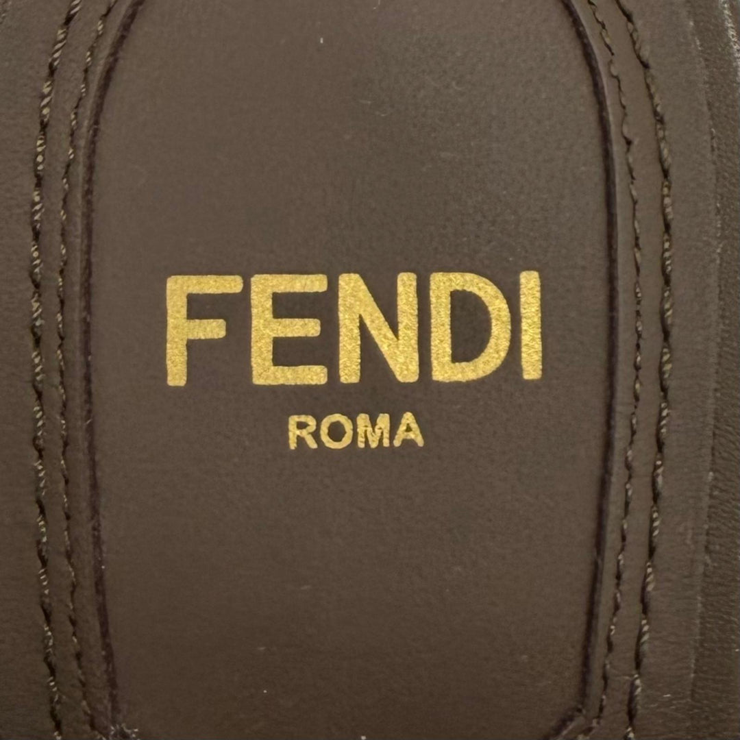 極美品★FENDI フェンディ ファースト Fモチーフヒール レザー サンダル ブラウン ゴールド金具 34 イタリア製 定価170500円 保存袋付き