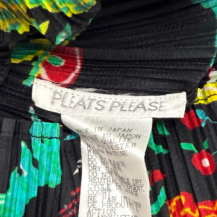 極美品★PLEATS PLEASE プリーツプリーズ イッセイミヤケ 総柄 アニマル 長袖 トップス ブラック マルチ 3 日本製 正規品 レディース