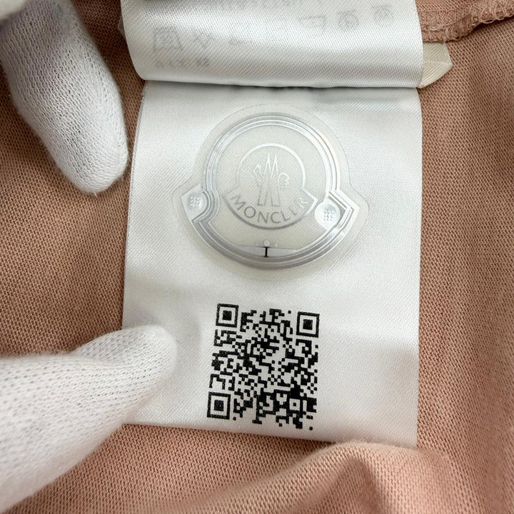 未使用品☆MONCLER モンクレール MAGLIA MANICA CORTA コットン100％ ロゴワッペン 半袖Ｔシャツ トップス ピンク XS 正規品 レディース
