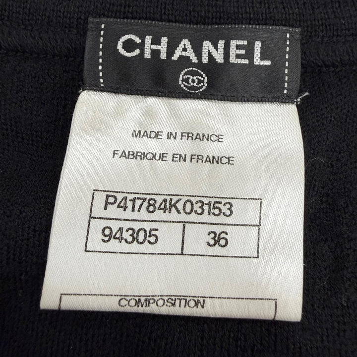 美品☆CHANEL シャネル P41784 ウール100％ ココマークプレート 長袖 ニット ドレス ワンピース ブラック 36 仏製 正規品 レディース