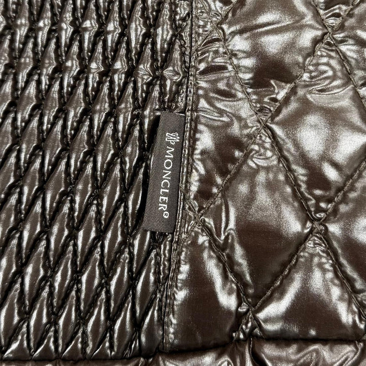 美品☆MONCLER モンクレール MEDOC ダイヤモンドキルティング ロゴ ZIP UP ダウンジャケット ブラウン 2 レディース