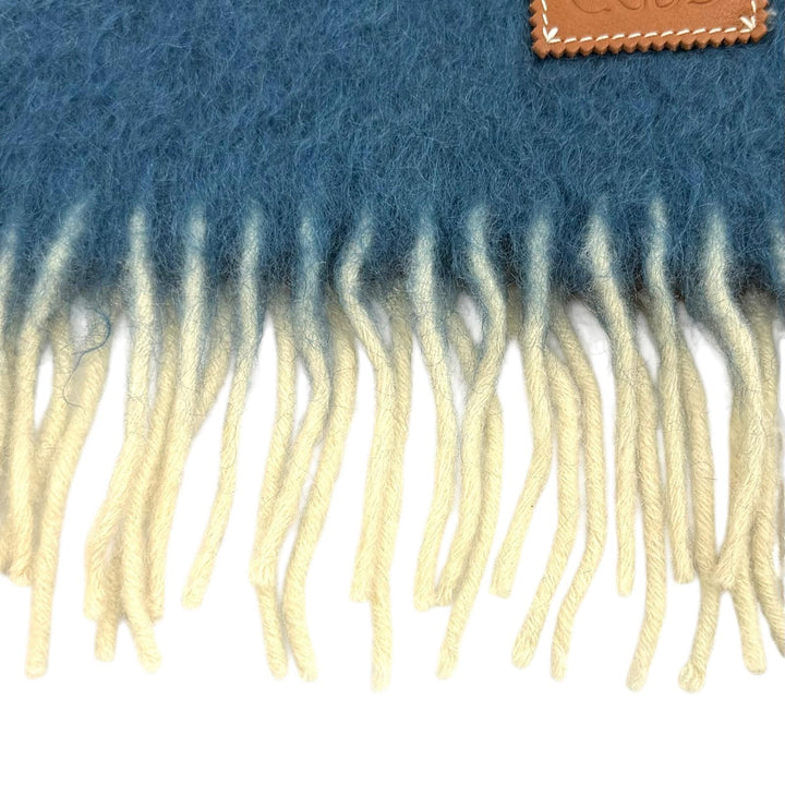 極美品★LOEWE ロエベ A-280003861 モヘア ウール混 アナグラムレザーパッチ グラデーションカラー マフラー マルチ 正規品 ユニセックス