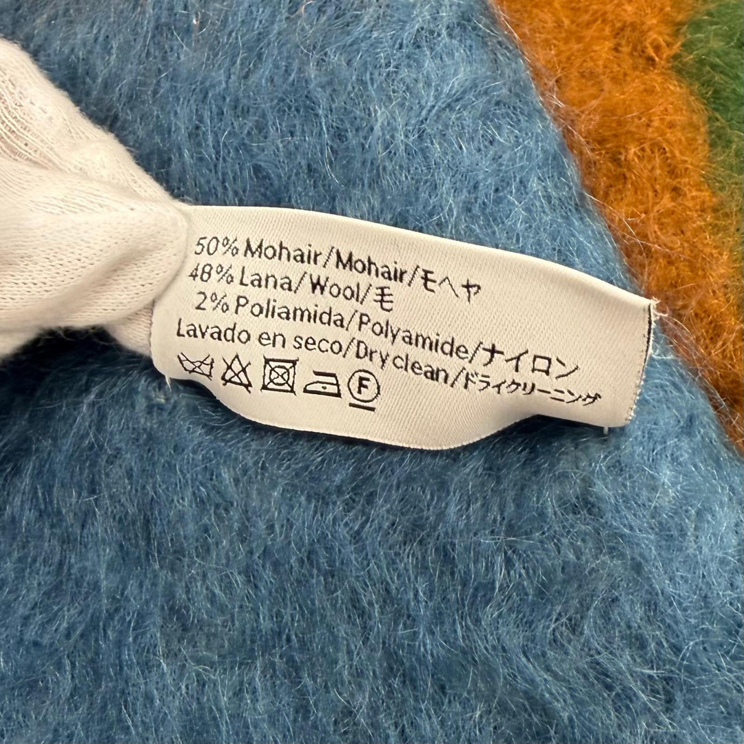 極美品★LOEWE ロエベ A-280003861 モヘア ウール混 アナグラムレザーパッチ グラデーションカラー マフラー マルチ 正規品 ユニセックス
